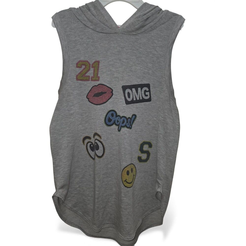 Madrag Sleeveless Graphic Hoodie Size Small Gray Pre-Owned Teen Adult